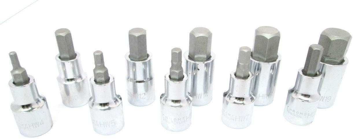 US Pro Professional 10 Piece 1/2 inch Drive Hex Bit Socket Set B1695