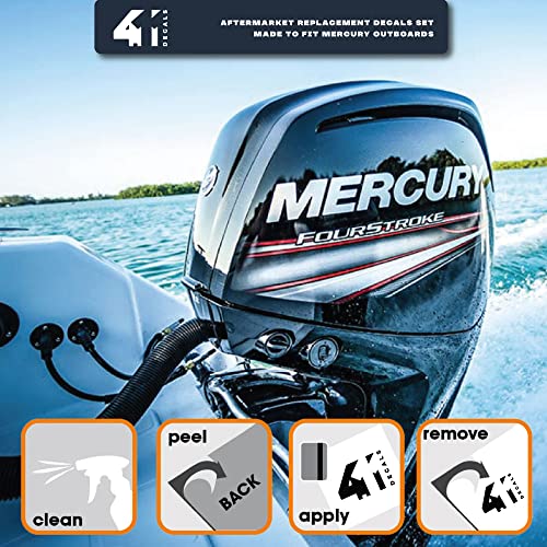 Image of 411 Decals Aftermarket Replacement Compatible with 9.9 (2005-2007) Outboard Decal (Sticker) Set