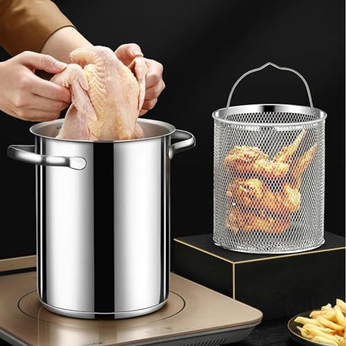 AYCDL 4L Stock Pot with Strainer Basket, 304 Stainess Steel Asparagus Pot Seafood Boil Pot Crawfish Boiler Pot Turkey Fryer Pot for Steaming and Boiling - Image 2
