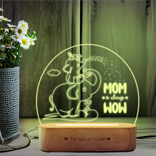 Image of ZOCI VOCI Mothers Day Gifts - Customised Gift for Mom - Personalized Engraved Lamps, Unique & Creative Gifting Ideas for Mummy. (MOM is Wow, Warm Light) (RGB Smooth - (No Remote))