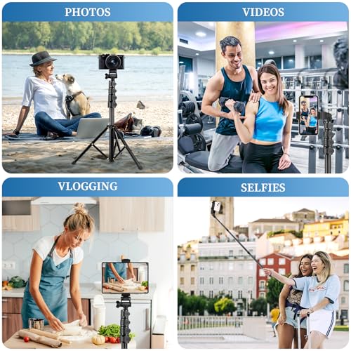Image of Nineigh Phone Tripod Stand, 70 inch Selfie Stick Cell Phone Tripod with Remote | Phone Holder /Carry Bag, Aluminum Alloy Selfie Stick Tripods, Compatible with iPhone Samsung GoPro Smartphone