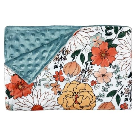 Baby Bed Blanket for Girls Super Soft Double Layer Minky with Dotted Backing,Receiving Blanket with Elegant Floral Printed Blanket for Newborn, Infant & Babies,30 * 40inch (Peacock Blue) Cover