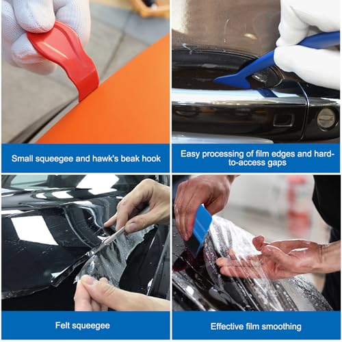 10 Stück Folierungs Werkzeug, Rakelset zum Folieren, Rakel Set für Tönungsfolie Auto, Rakel Set für Folierung, Car Wrapping Folie mit Folienrakel, Präzisionsmesser, Cutter, Messer mit 5 Klingen