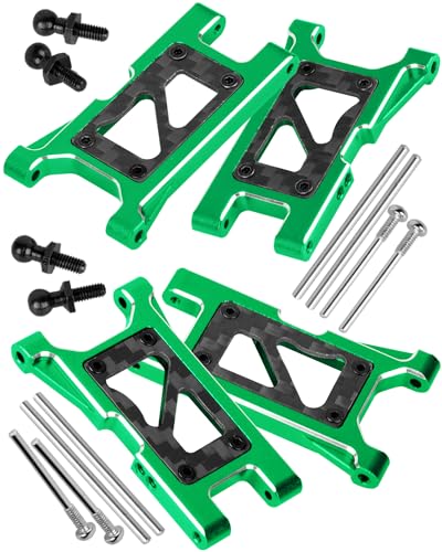 RcarmubWow RC Suspension Arms Upgrades Part for 1/18 LaTrax Teton,LaTrax Desert Prerunner,Alloy Aluminum Front & Rear A Arms Hops Up,4PCS,Green
