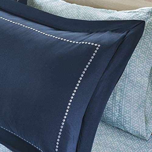 Intelligent Design Complete Bed In A Bag Casual Boho Comforter With Sheet Set Decorative Pillow, All Season Bedding Set, Twin Xl, Loretta Navy 7 Piece #TOP4
