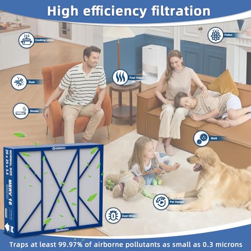 Image of GAPCCCAR2025 Filter MERV 16 Replacement Compatible with Bryant /Carrier Infinity Air Cleaner Purifier Cartridge GAPBBCAR2025 /GAPCCCAR2025, 20 inch x 25 inch(actual size: 24.4 inch x 20.7 inch x 3.5 inch）