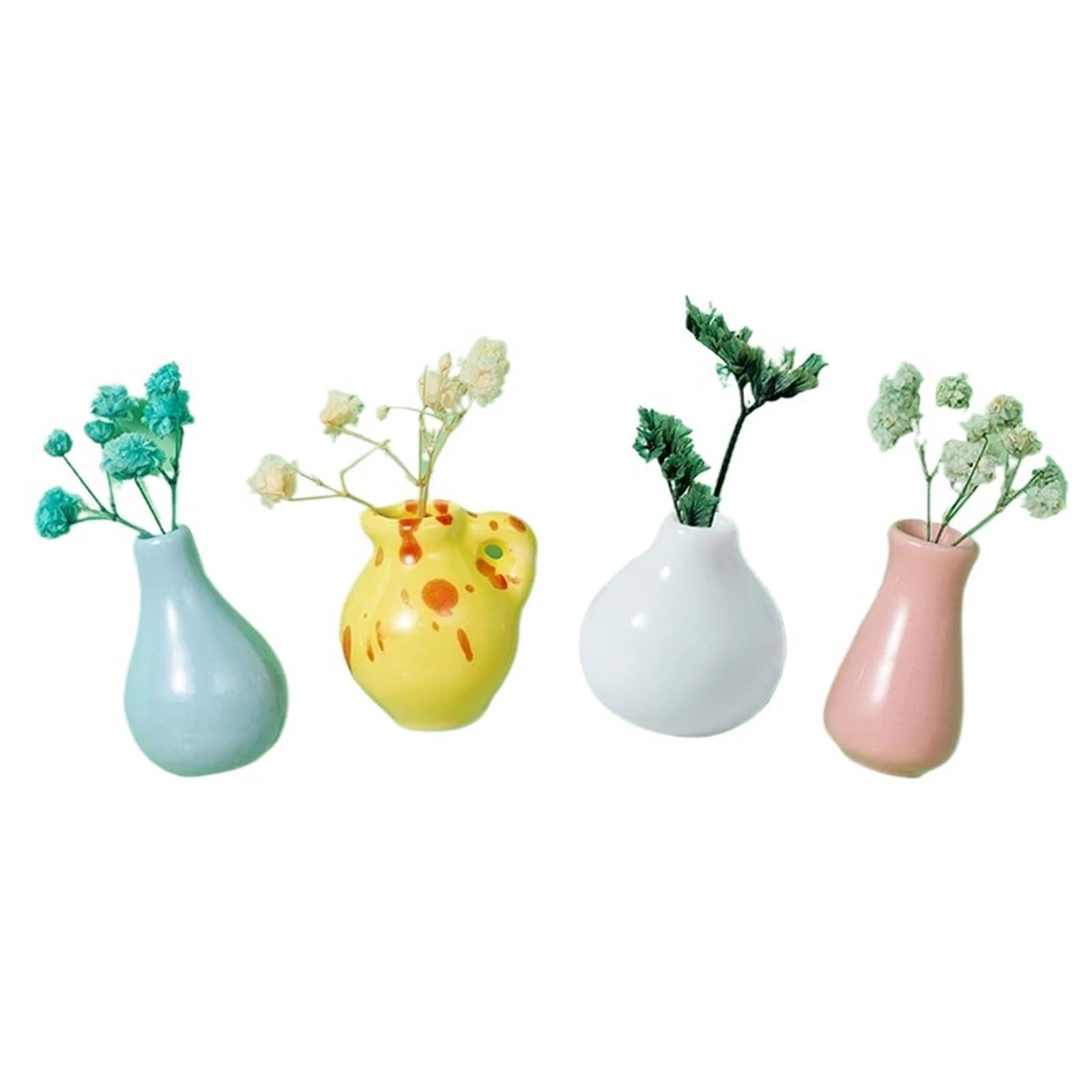 3-8pcs Mini Ceramic Vases - DIY Porcelain Refrigerator Magnets For Flowers & Messages - Kitchen Gifts Without flowers(7)