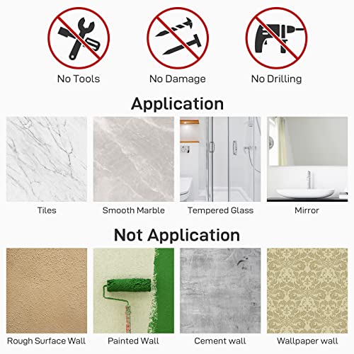 Midphorn 2-Pack Adhesive Shower Caddy, No Drilling Shower Shelf With Hooks Rustproof Wall Mounted Shower Organizer For Inside Shower Bathroom Storage Shampoo Holder, Matte Black #TOP5