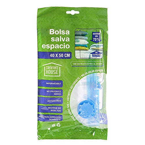 COM-FORT HOUSE | Bolsas de Vacío para Ropa | Paquete de 6 unidades | Cierre Hermético | Sellado Impermeable | Inflador de Vacío Incluído | (40cm x 50cm) Cover
