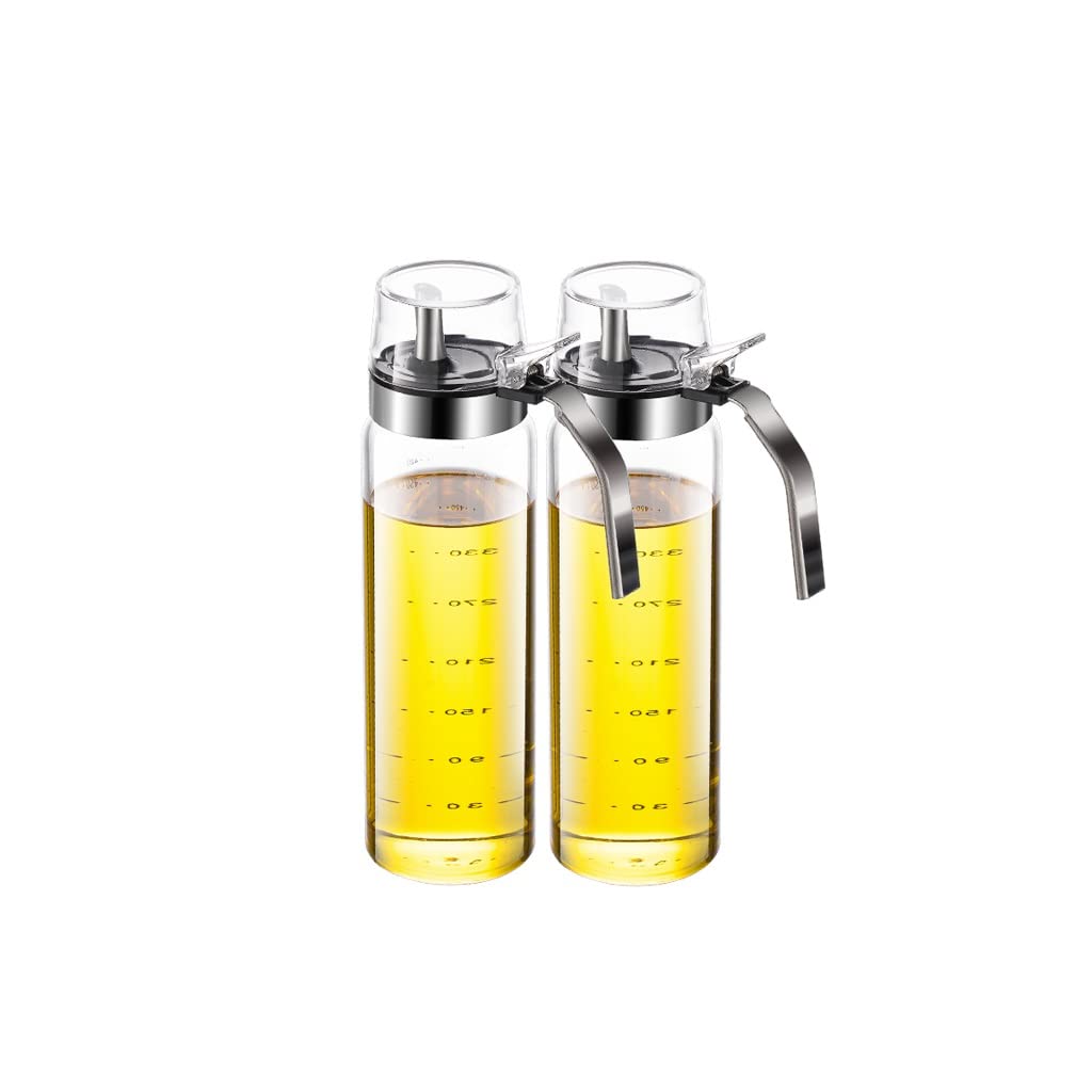WDX Ölflasche Glas auslaufsicher Öltopf Haushalt Öl Tank Gewürz Soja Sauce Flasche Essig Topf Sesamöl Flasche Küche Zubehör sortieren (Größe: 500 ml x 2)