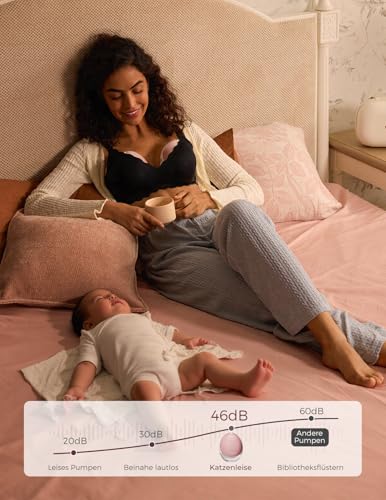 Momcozy Freihändige Milchpumpe Mobile Flow | M9 Upgrade, Elektrisch & App-Steuerung, Personalisierte Multi-Modi & 15 Stufen, Tragbare Pumpe, 24 mm (Rot, 2 Stück)