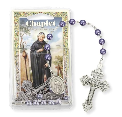 St Peregrine Chaplet Beads - Laminated Saint Peregrine Holy Card, The Lord's Prayer - Saint Peregrine Chaplet, Catholic Cards - St Peregrine Patron Saint of Cancer Themed Set - 3 Items3