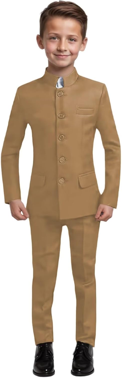 Boys' Suits 2 Piece Slim Fit Kids Suits Mandarin Collar Suit for Boys Toddler Suit for Boys Wedding Prom Outfit