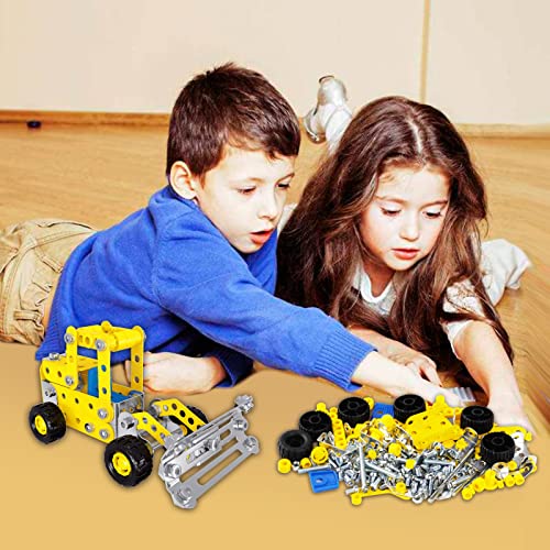 Image of Ferthor Fun 7 in 1 STEM Toys,Creative Set for Boys Age 8-12,Learning Engineering Kids Building Blocks Model Kits,Metal Construction Toys for Kids 8 9 10 11 12+ Year Old(180PCS No Motor)