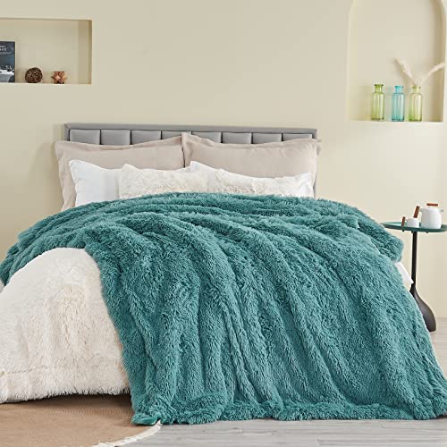 GONAAP Fuzzy Faux Fur Throw Blanket Light Teal Super Soft Cozy Plush Fuzzy Shaggy Blanket for Couch Sofa Bed (Light Teal, Throw(50"x60"))