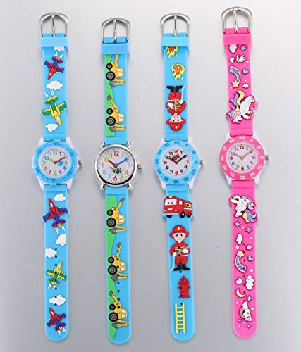 Image of Jewtme Kids Time Teacher Watches 3D Cute Cartoon Silicone Children Toddler Butterfly Wrist Watches for Ages 3-10 Boys Girls Little Child
