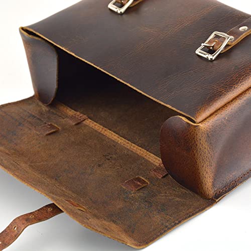 Bicycle Leather Saddle Bag, Bike Handlebar Bag In Vintage Brown - 9 Inches Tool Bag #TOP2