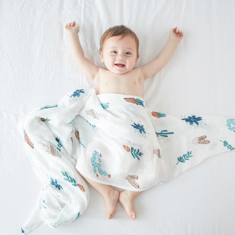 SGAVAHSG Large Muslin Cloths for Baby Boy and Girl 3-Pack 120X120cm Muslin Swaddle Wrapping Blankets Big Muslin Squares and Receiving Blanket for Newborn Infant Essentials Organic Cotton Towel - Image 4