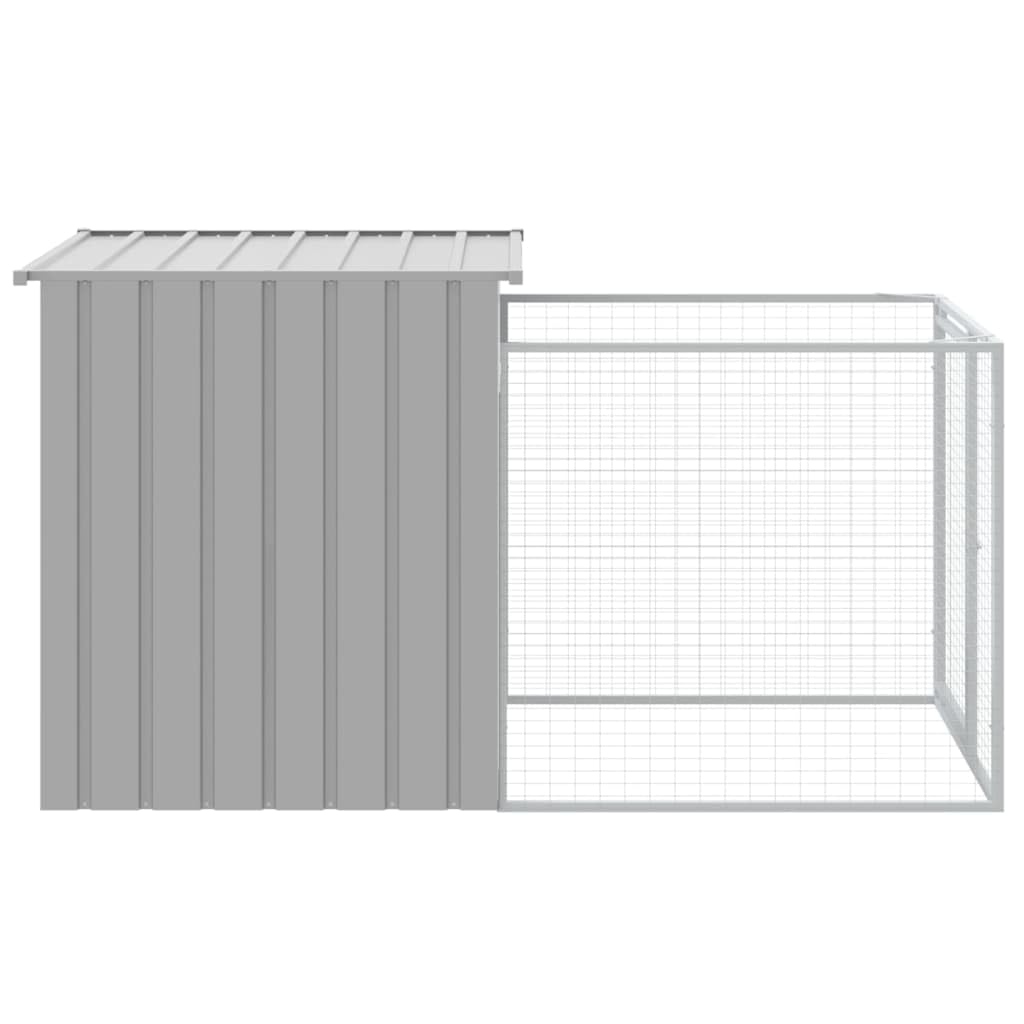 Chenil d'extérieur pour Chien, Enclos Niche Cage pour Chien Métal Niche pour Chien avec Cour Gris Clair 110x201x110 cm
