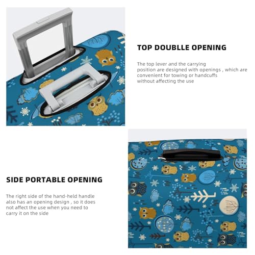 Owls And Trees Print Luggage Cover For Suitcase,Washable Elastic Travel Suitcase Protector With Zipper Closure And Bottom Buckle – Fits 18-32" Luggage-Small3