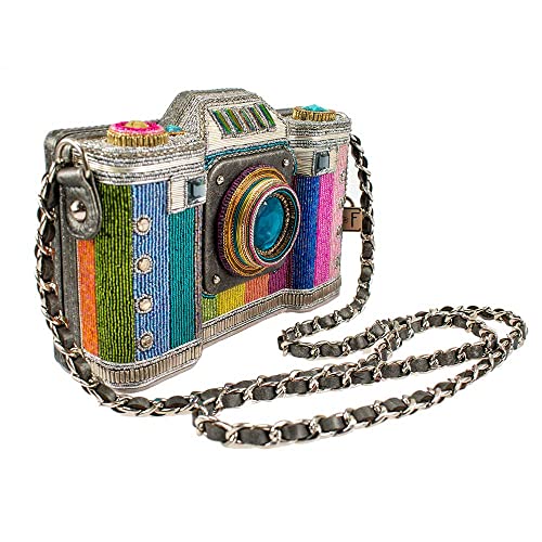 Mary Frances Life in Color Beaded Handbag Camera-Themed Crossbody Bag, Multicolor3