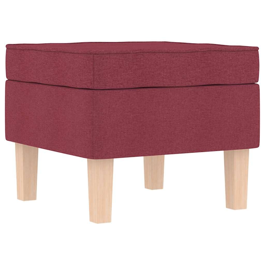Schaukelstuhl mit Fußhocker Weinrot Stoff, komfortabler Relaxsessel gepolstert, moderner Loungesessel mit Massivholzbeinen für Wohnzimmer Schlafzimmer und Büro, 74 x 90 x 102 cm