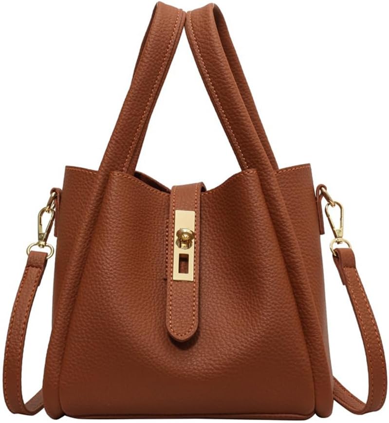 Genuine Leather Bucket Bag for Women with Zipper Closure Handbag Adjustable Shoulder Strap Crossbody Bag Stylish Shoulder Bag