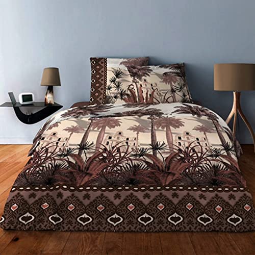 Housse de Couette 220x240 Sahara Taupe 100% Coton 57 Fils