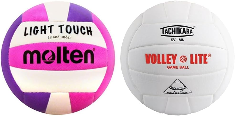 Molten MS240 12 & Under 8.1oz Light Touch Volleyball & Tachikara Volley-Lite SV-MN Indoor Volleyball