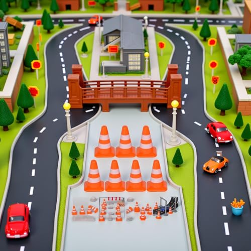 14 Pcs Miniature Road Cone Orange Mini Traffic Cones Plastic Sign Road Cone Toy Roadblock Cone Sign Model Photo Prop Educational for Kids Small Orange Construction Cones,Safety Cones,Safety Barriers - Thumbnail 5