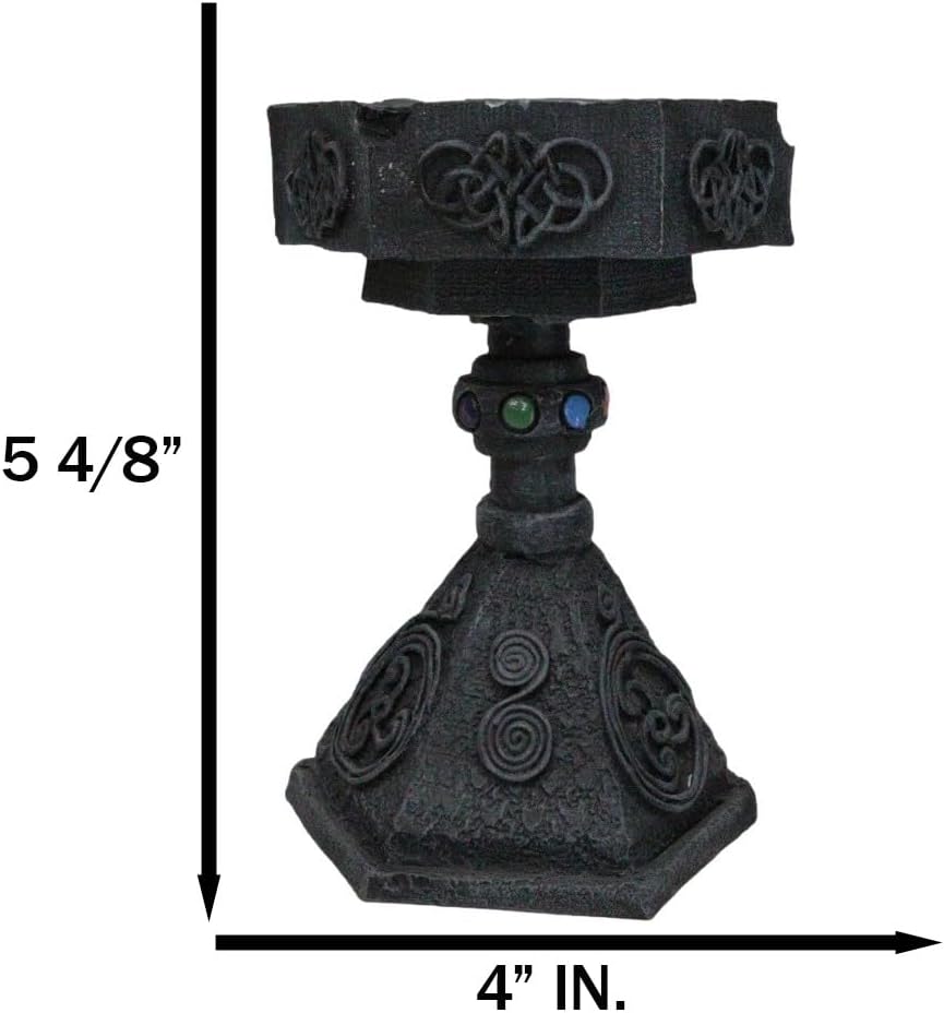 Ebros Gift Wicca Celtic Knotwork Sacred Symbols Dark Art Hexagon Column Stand Ashtray Or As Votive Candle Holder Figurine Candleholder Decoration Home Accent Spiritual Decor
