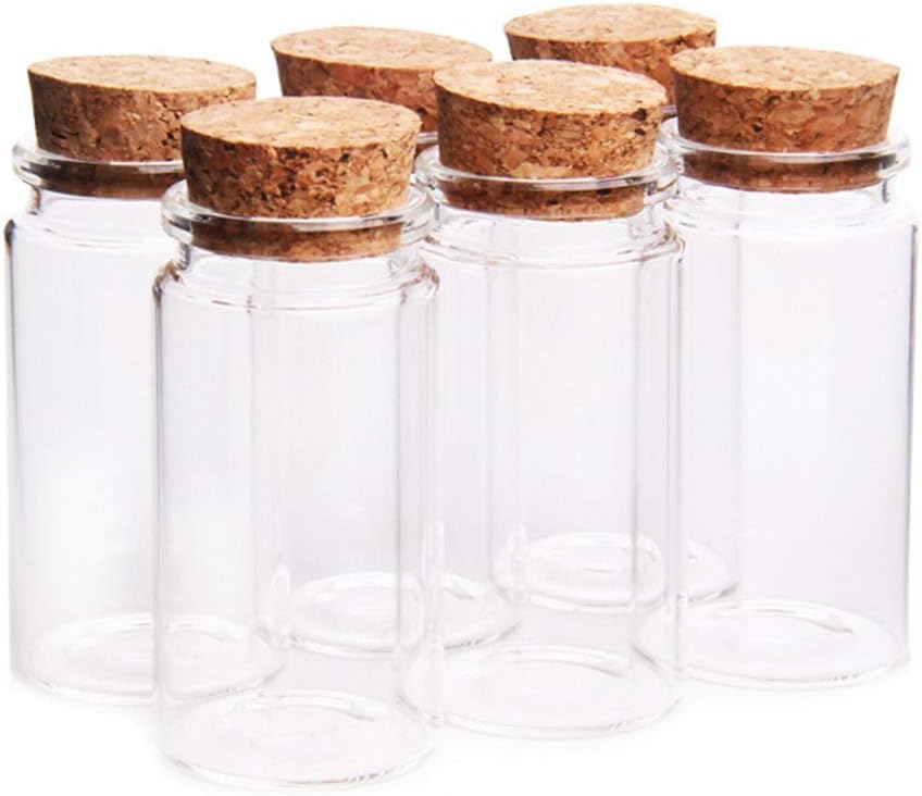 6 pcs 100ml 47 mm x 90mm Glass Jars with Cork Stoppers Mini Glass Bottles Spice Jars Glass Storage Preserving Jars
