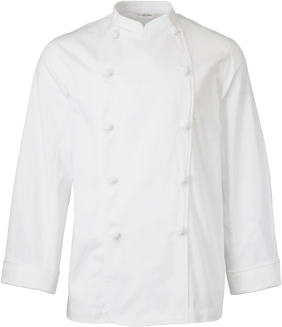 Maiitmorコックコート 洋食 白衣 長袖 男女兼用 綿100％ カツラギ [火を使う環境に最適] 全7サイズ S～5L (胸囲