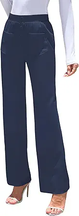 ZAFUL Womens Wide Leg Pants High Waisted Casual Pants for Women Stretchy Business Dress Work Pocket Trousers Pant