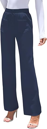 ZAFUL Womens Wide Leg Pants High Waisted Casual Pants for Women Stretchy Business Dress Work Pocket Trousers Pant