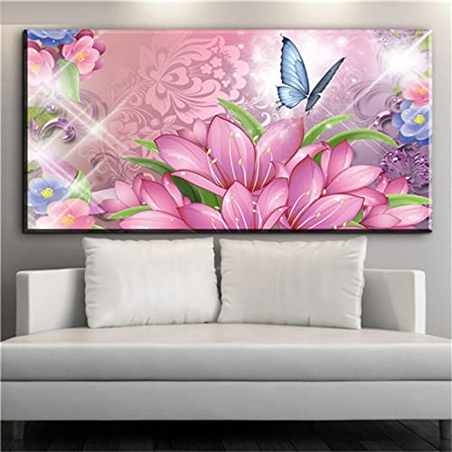 Kit broderie diamant fleurs papillons grand format 40x120cm | Idée cadeau loisirs créatifs