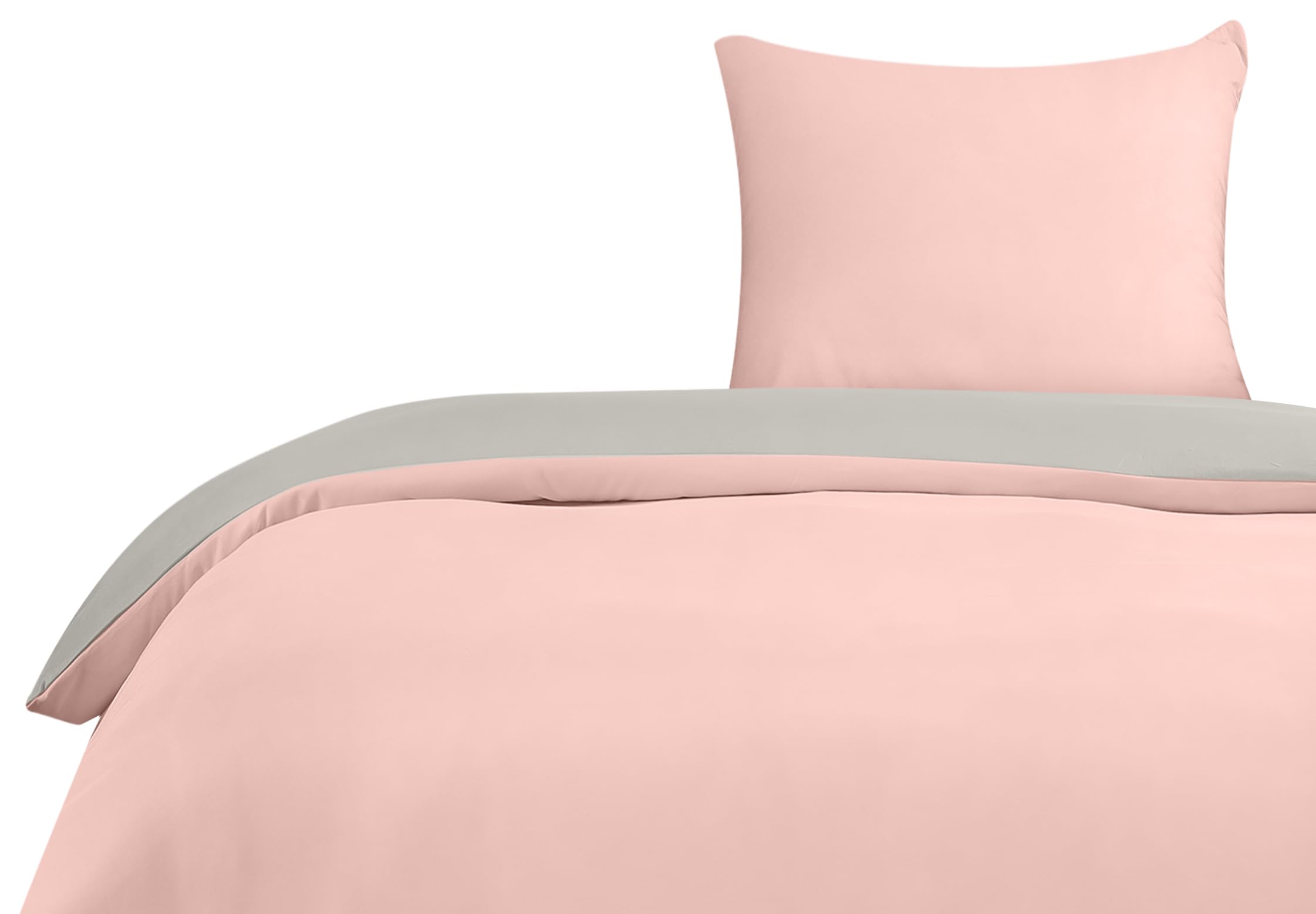 Utopia Bedding Copripiumino Singolo - Microfibra Copripiumino 135x200cm + Federa 80x80cm - Grigio/Rosa