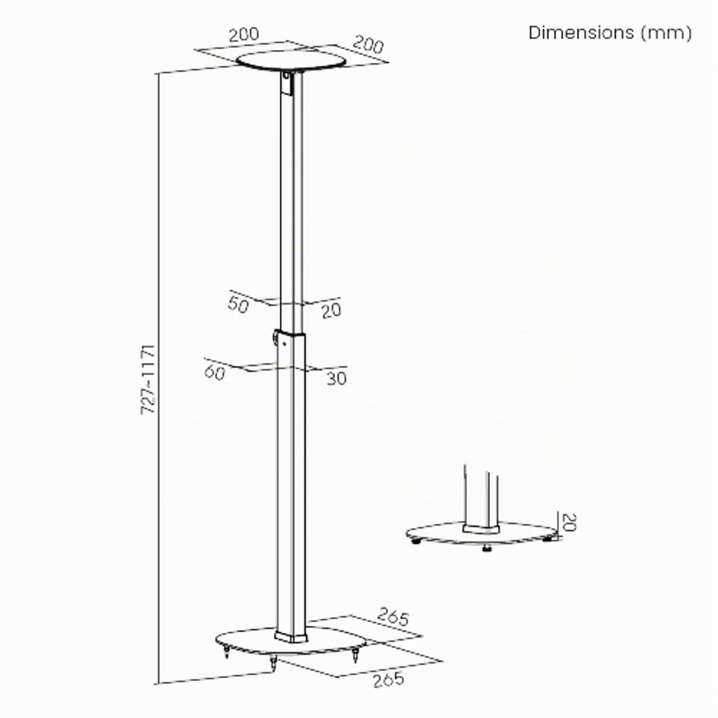 VDD Speaker Standard - Pied de Sol - Universel Standard - Réglable en Hauteur
