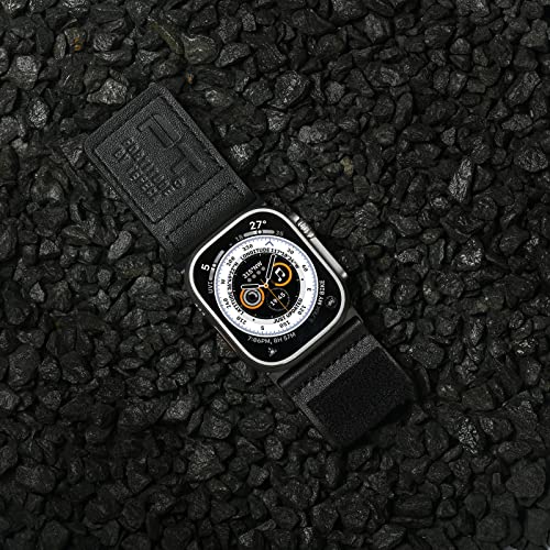 Tefeca Fortitude Serie Ultrawide Armband Kompatibel mit Apple Watch Ultra/Ultra2 Serie 9/8/SE2/7/6/SE/5/4/3/2/1(49/45/44/42mm S/M, Leder Schwarz)