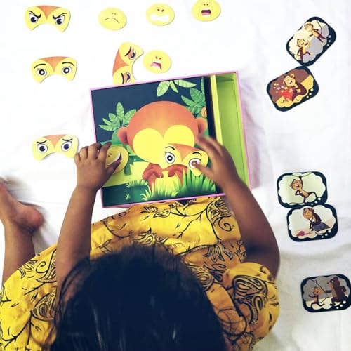 Image of Chalk and Chuckles Monkey Expressions Preschool Feelings Puzzle Ages 3-6 Years Old, Social Emotional Learning, Educational Toy