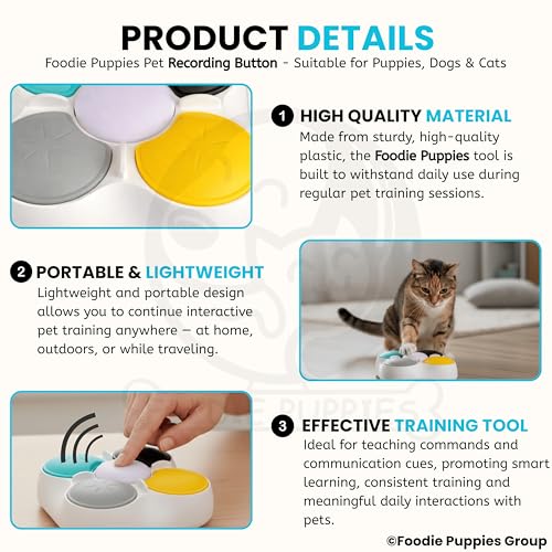 Image of Foodie Puppies Interactive Dog Talking Buttons for Training, 4-in-1 Recordable Voice Buttons, 30Sec Playback | Pet Communication Buzzer for Dogs & Cats | USB Type-C & Battery Powered [Without Battery]