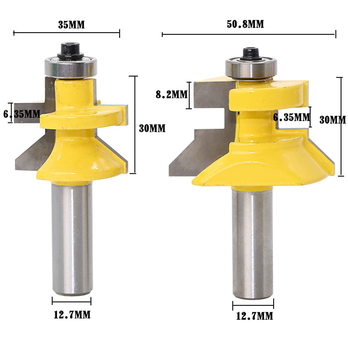 2 pz 1/2 "Shank Router Bit Fresa Telaio Groove Tenon Lavorazione Del Legno Incisione