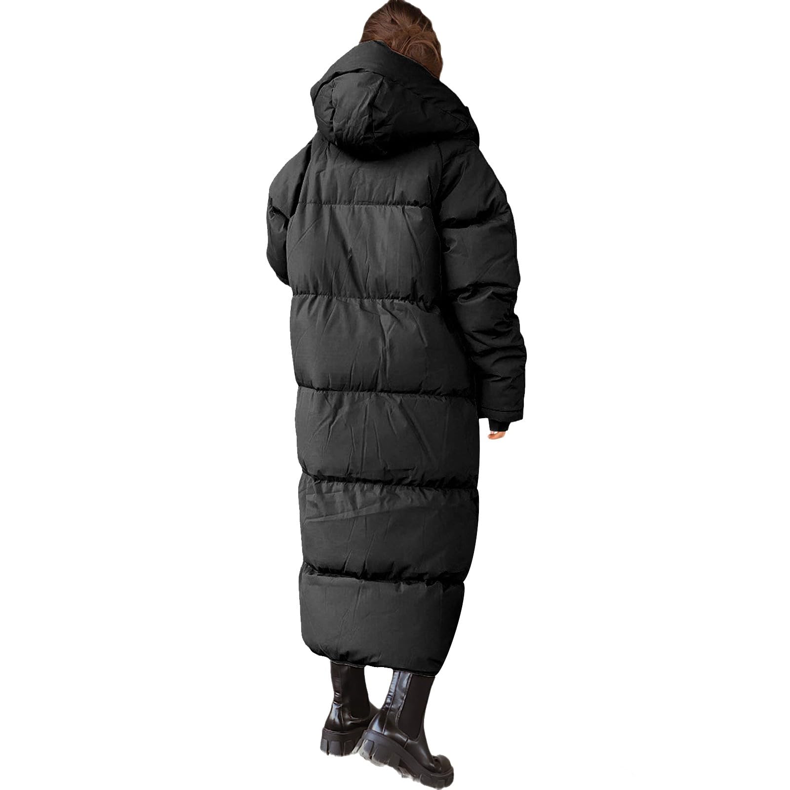 Abrigo de plumas para mujer, largo de invierno, abrigo acolchado cálido, abrigo de invierno, resistente al viento, abrigo acolchado con capucha, chaqueta de invierno de manga larga, parka de invierno