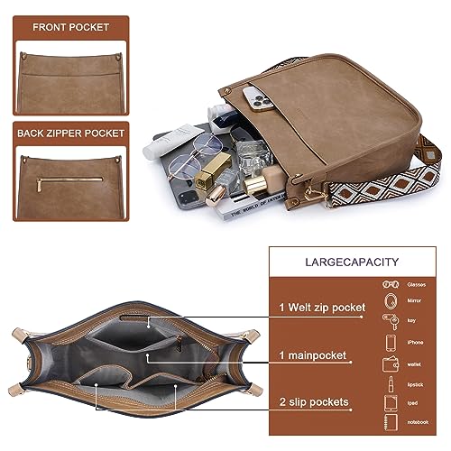 Image of Crossbody Bag Women Vegan Leather Hobo Handbag Trendy Crossbody Shoulder Bag Purses For Women with 2 Adjustable Strap