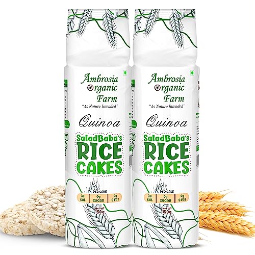Ambrosia Organic Farm Healthy Quinoa Rice Cake 27 Calories, No Fat, No Cholesterol, No Sugar, Gluten Free, Lightly Salted (150g Each) (Pack of 2)