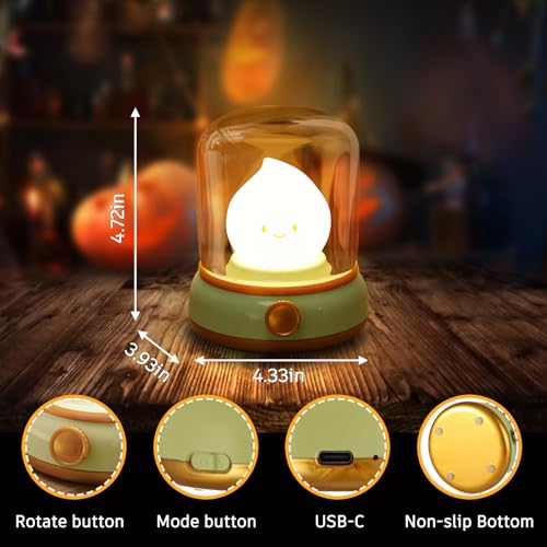 Image of Ghost Campfire Night Light, Small Cute Kerosene Bedside Lamp, 2 Modes Dimmable Warm Night Lamp with Timer, Rechargeable Battery Night Light for Baby Nursing /Kids Sleep Aid /Camping /Party /Room Decor