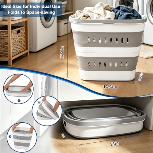 46L12-Gal-Collapsible-Laundry-Baskets-Foldable-Hamper-with-Handles-Plastic-Pop-Up-Storage-Container-for-Laundry-Home-Dorm-Travel-GrayWhite-Set-of-2