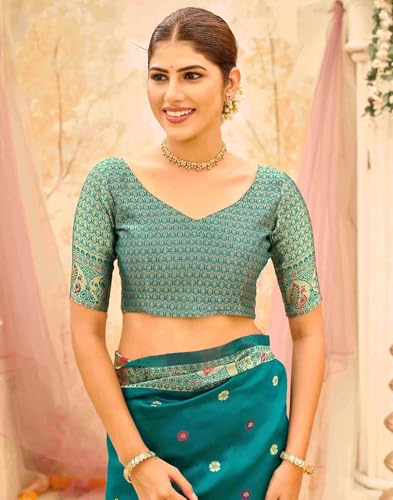Image of SIRIL Women's Weaving Paithani Silk Saree With Unstitched Blouse Piece