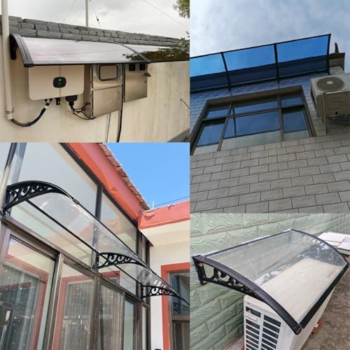 Auvent de porte en polycarbonate bleu robuste et imperméable - 7