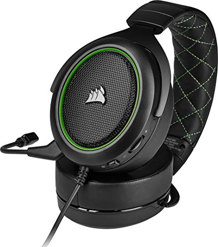 Corsair HS50 Pro Stereo Gaming Headset (Geheugenschuim oorkussens, Vederlicht design, afneembare ruisonderdrukkende microfoon, voor PC, XBOXOne, PS4, Switch en mobiele appraten) Zwart/Groen - Afbeelding 8